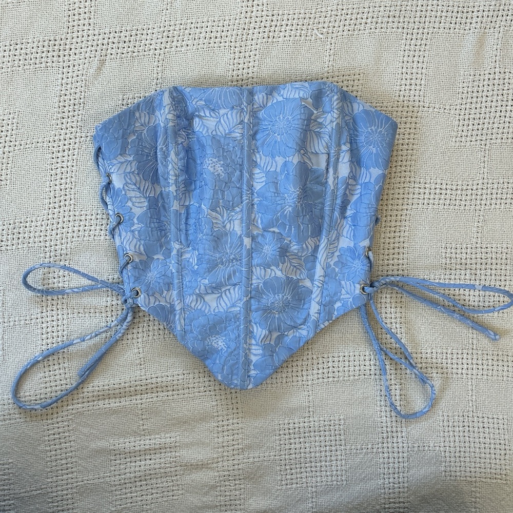 Floral Blue Corset Top